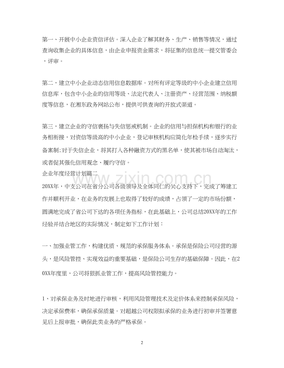 企业年度经营计划模板.docx_第2页