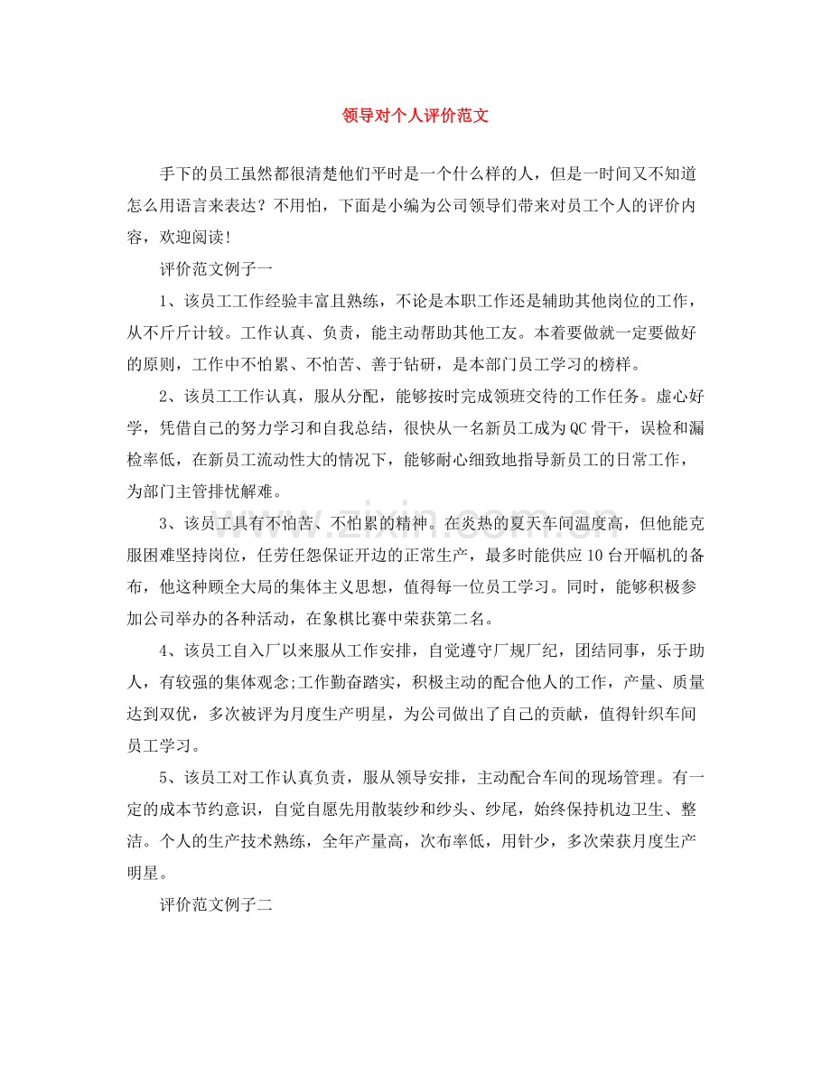 领导对个人评价范文.docx_第1页