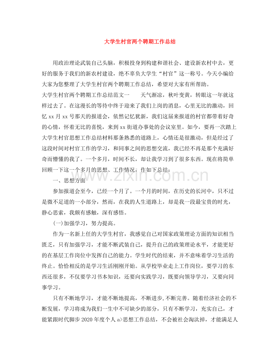 大学生村官两个聘期工作总结.docx_第1页
