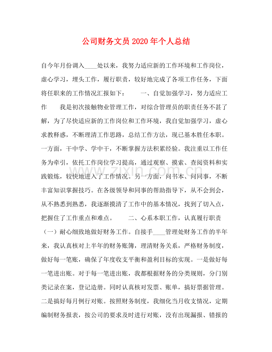 公司财务文员年个人总结.docx_第1页