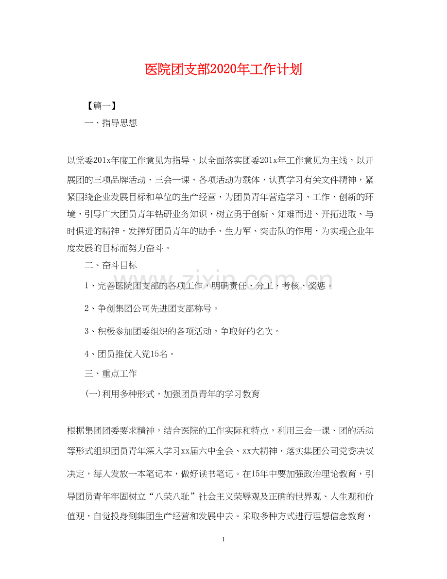 医院团支部年工作计划2.docx_第1页