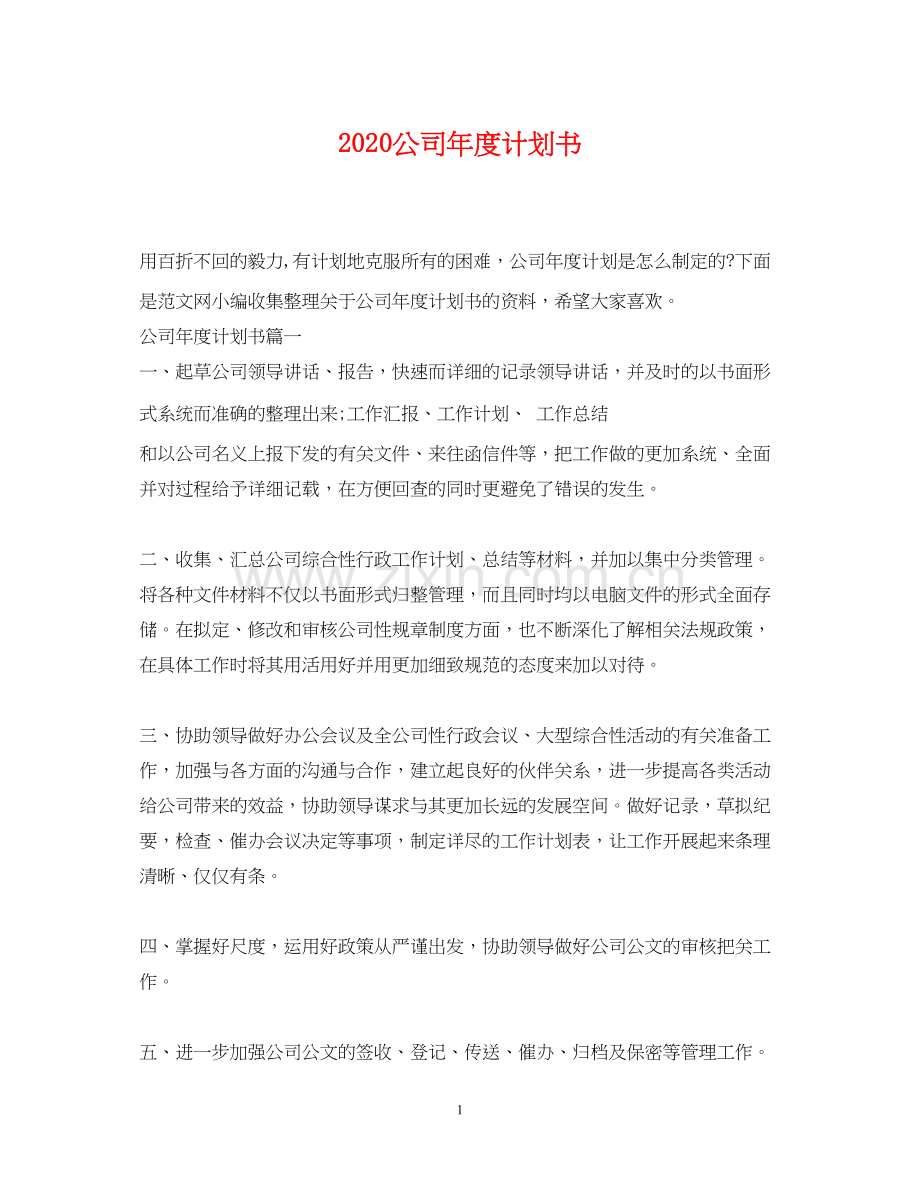 公司年度计划书.docx_第1页