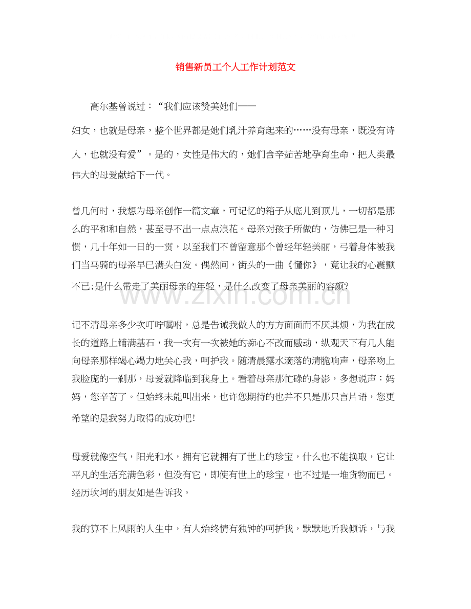 销售新员工个人工作计划范文.docx_第1页