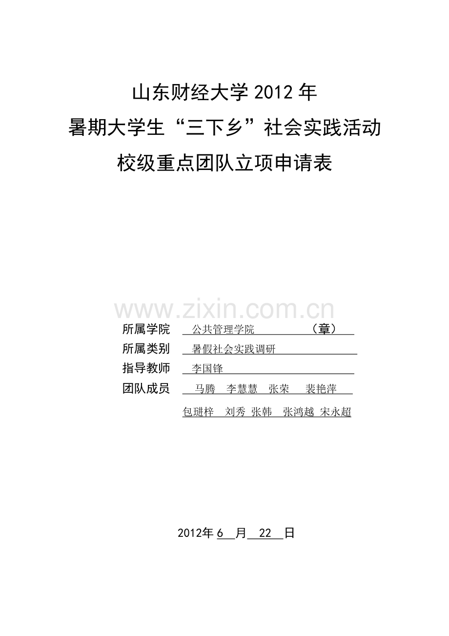 团队立项书.doc_第1页