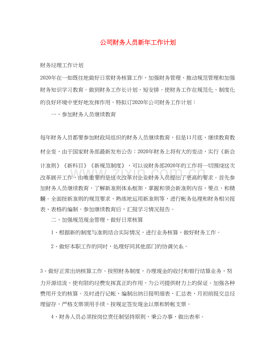 公司财务人员新年工作计划.docx_第1页