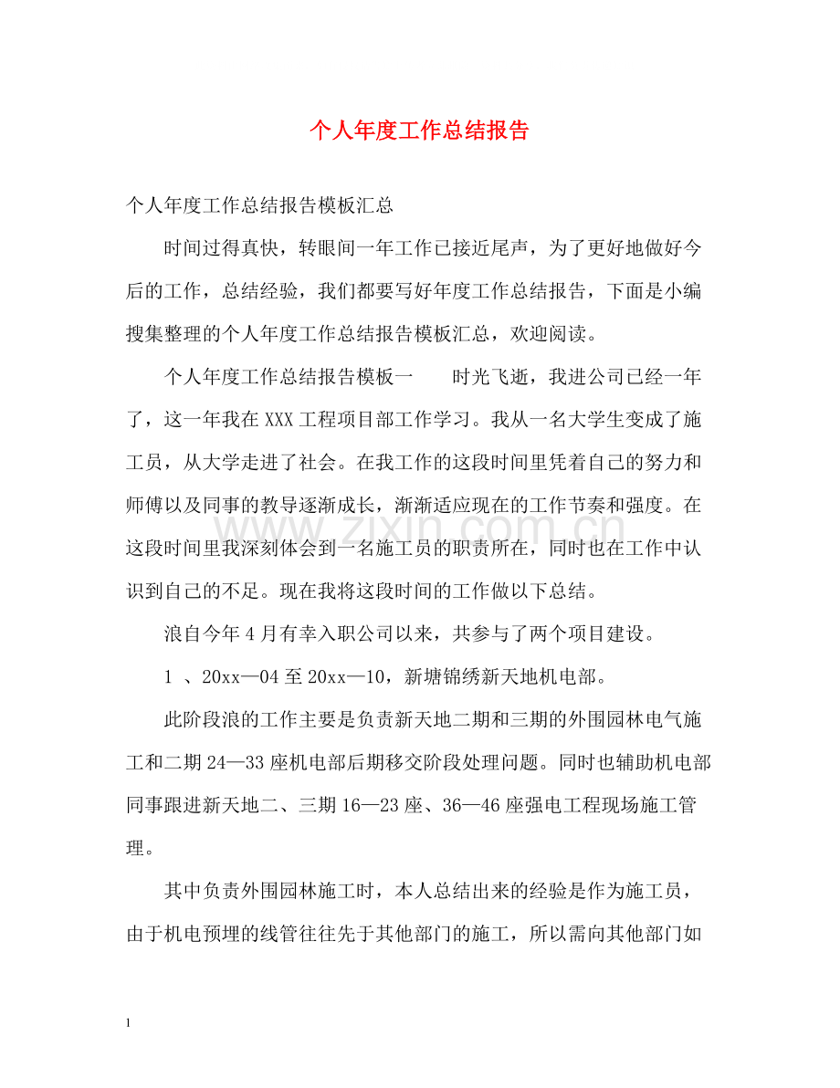 个人年度工作总结报告22.docx_第1页