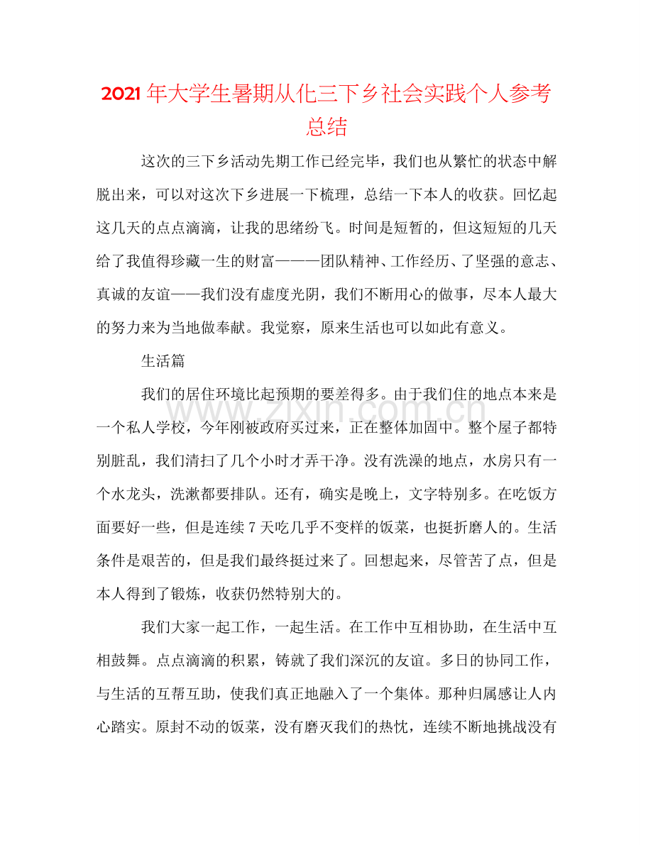 2024年大学生暑期从化三下乡社会实践个人参考总结.doc_第1页