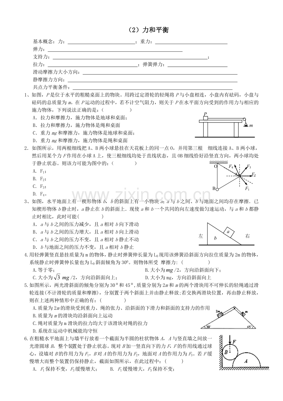 高一物理辅导资料-力及平衡.doc_第1页