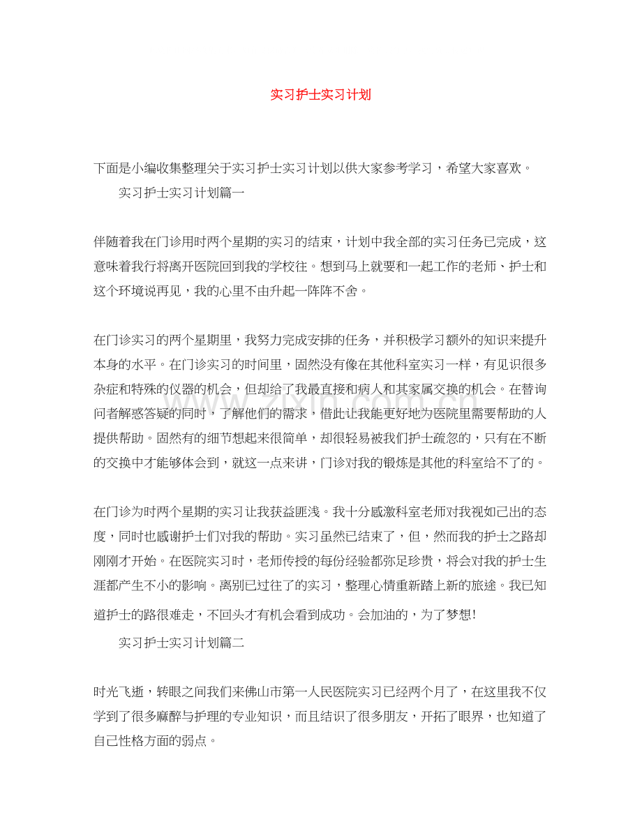 实习护士实习计划.docx_第1页