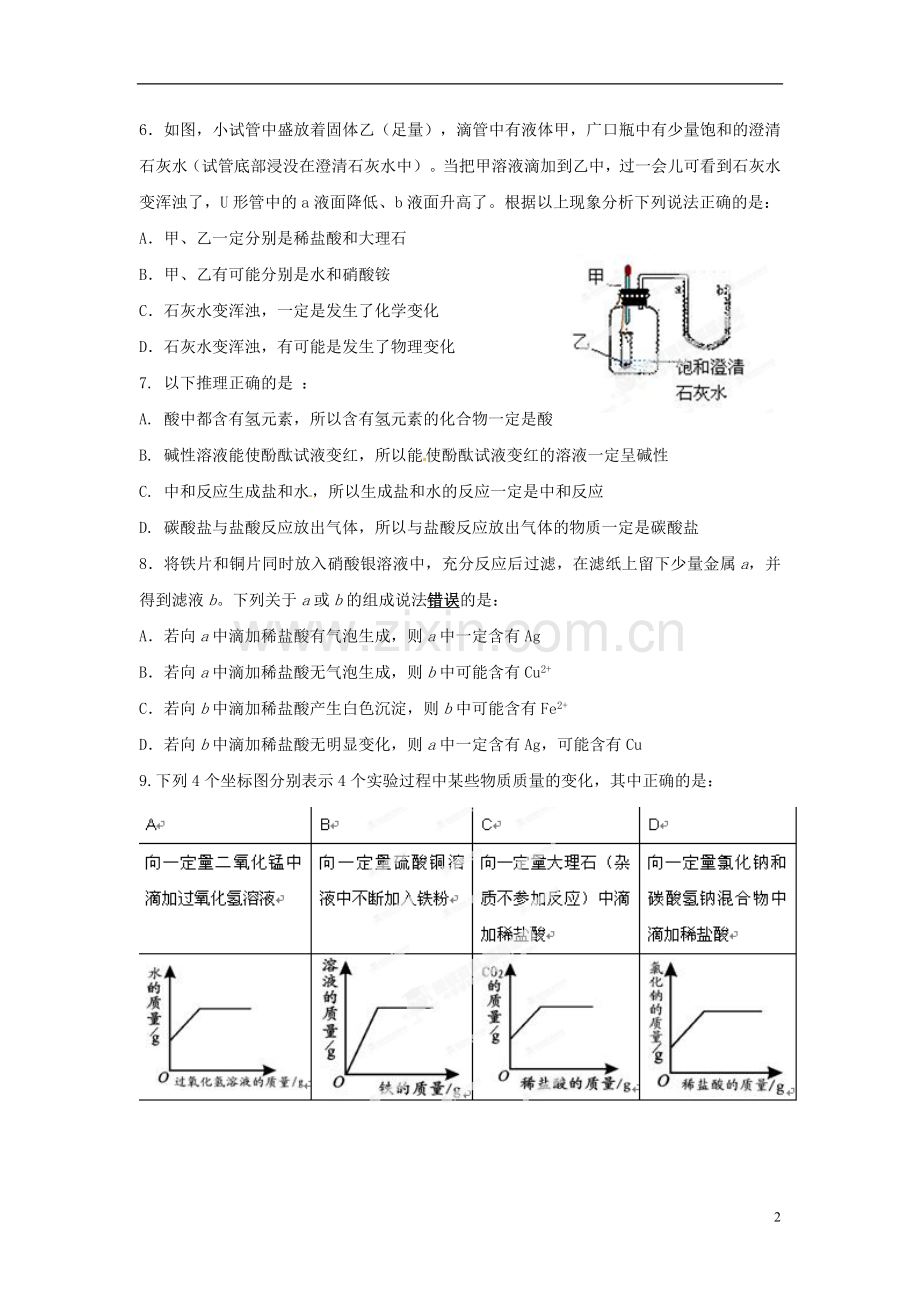 江西省萍乡四中2013届九年级化学4月月考试题(无答案)-新人教版.doc_第2页