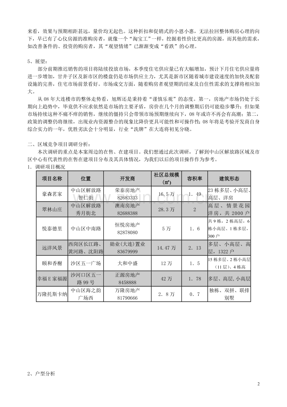 卡纳意乡项目阶段销售市场分析-08年第一、二季度大连房地产宏观市场简要回顾与分析.doc_第2页