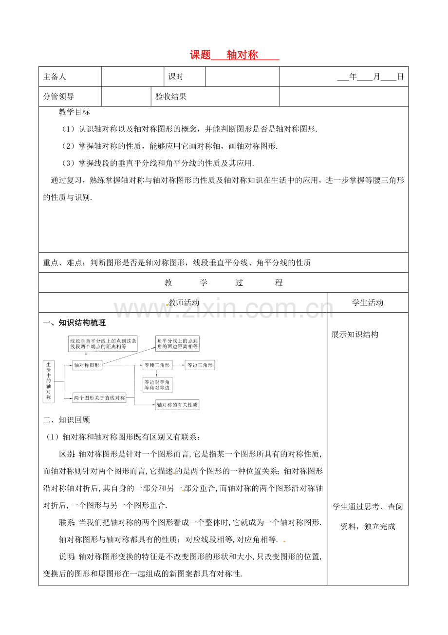 山东省郯城县八年级数学上册《轴对称》教案1.doc_第1页