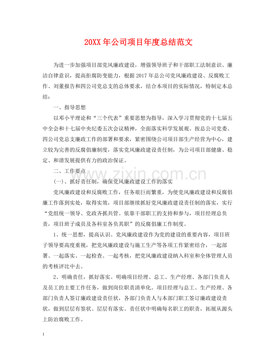 公司项目年度总结范文2.docx_第1页