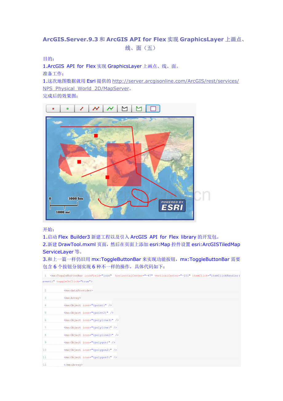 ArcGIS.Server.9.3及ArcGIS-API-for-Flex实现GraphicsLayer上画点、线、面(五.doc_第1页