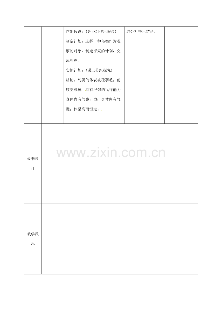安徽省长丰县八年级生物上册 5.1.6 鸟教案 （新版）新人教版-（新版）新人教版初中八年级上册生物教案.doc_第2页