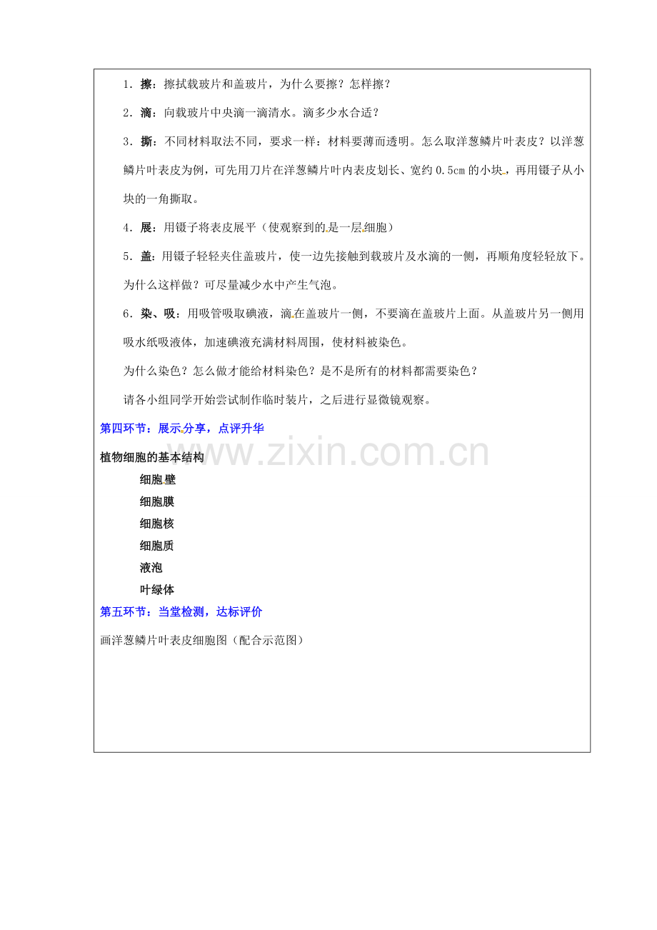 七年级生物上册 2.1.2 植物细胞教案 新人教版-新人教版初中七年级上册生物教案.doc_第2页