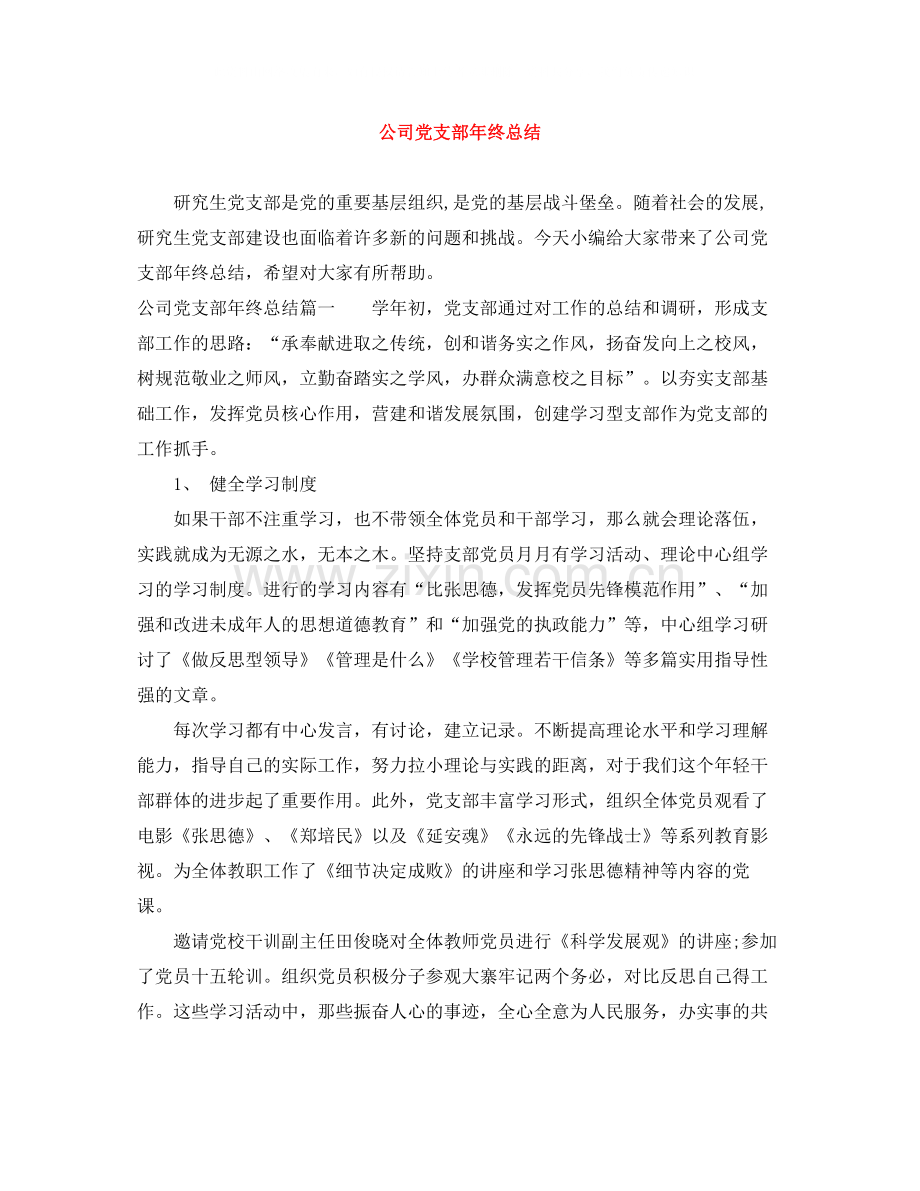 公司党支部年终总结.docx_第1页