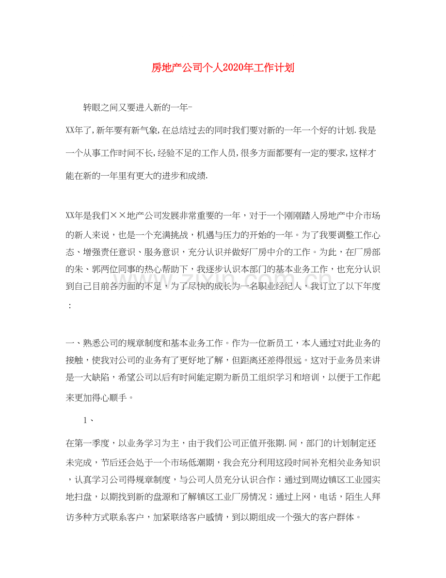 房地产公司个人年工作计划.docx_第1页
