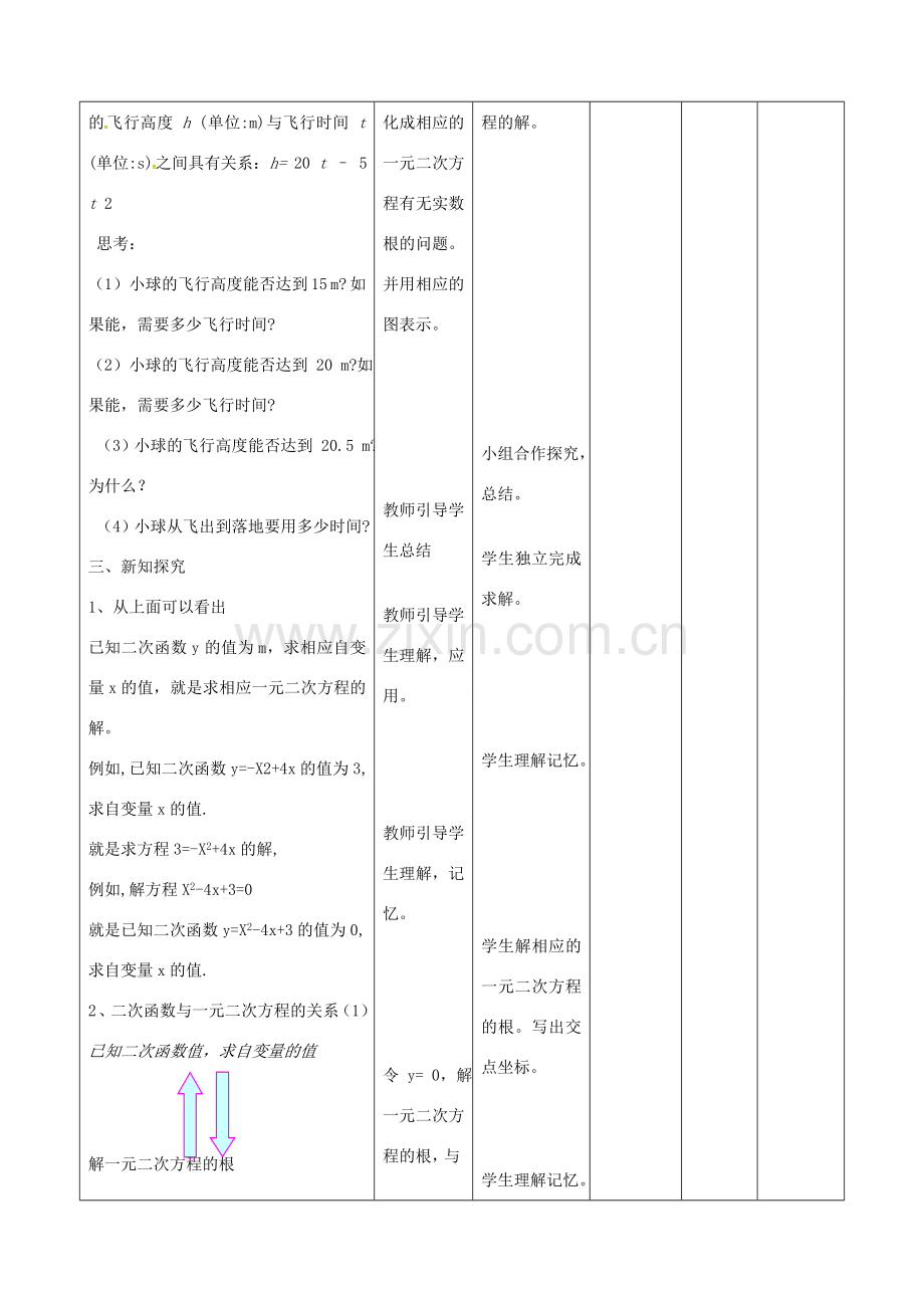 四川省华蓥市明月镇九年级数学上册 22.2 二次函数与一元二次方程教案 （新版）新人教版-（新版）新人教版初中九年级上册数学教案.doc_第2页