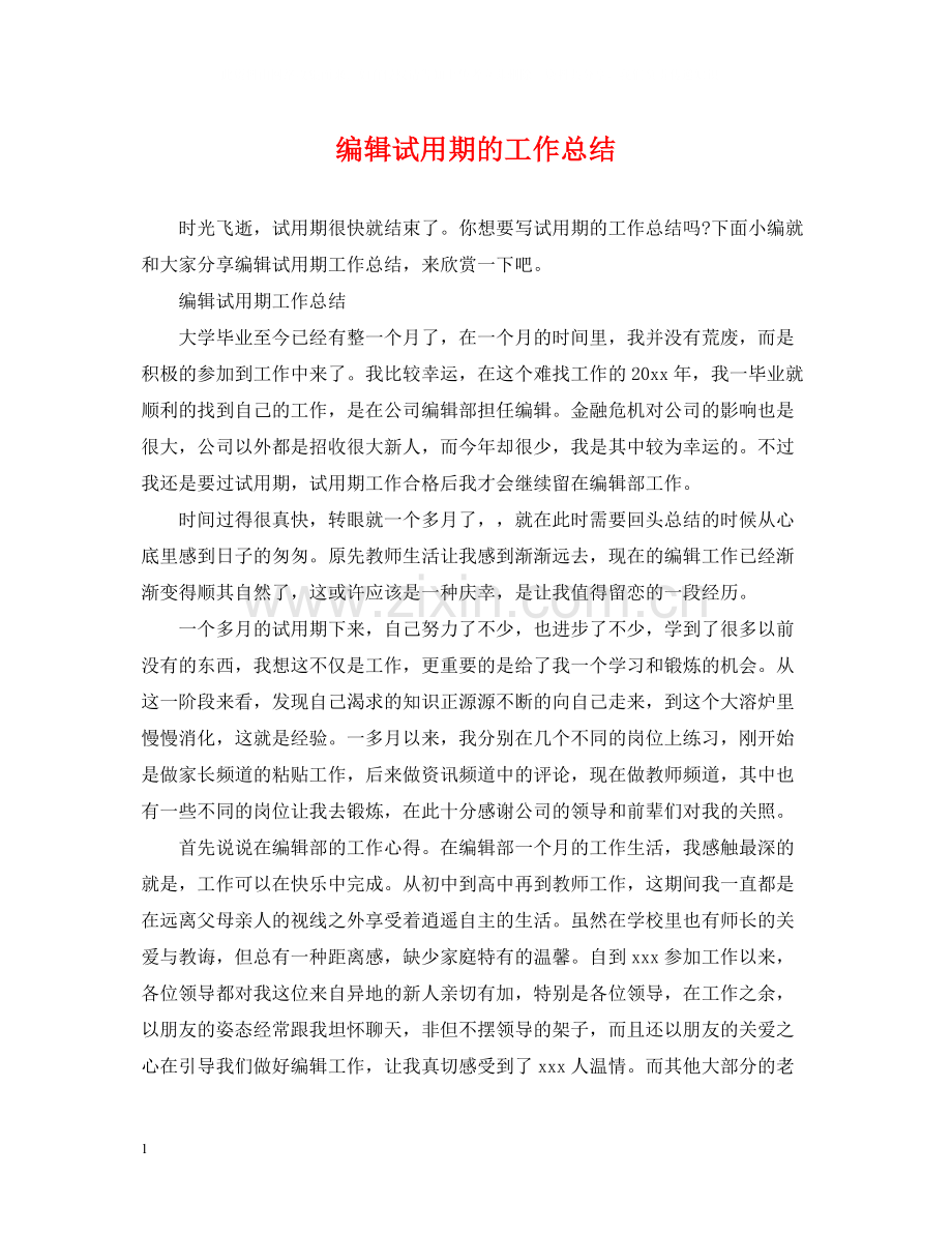 编辑试用期的工作总结.docx_第1页