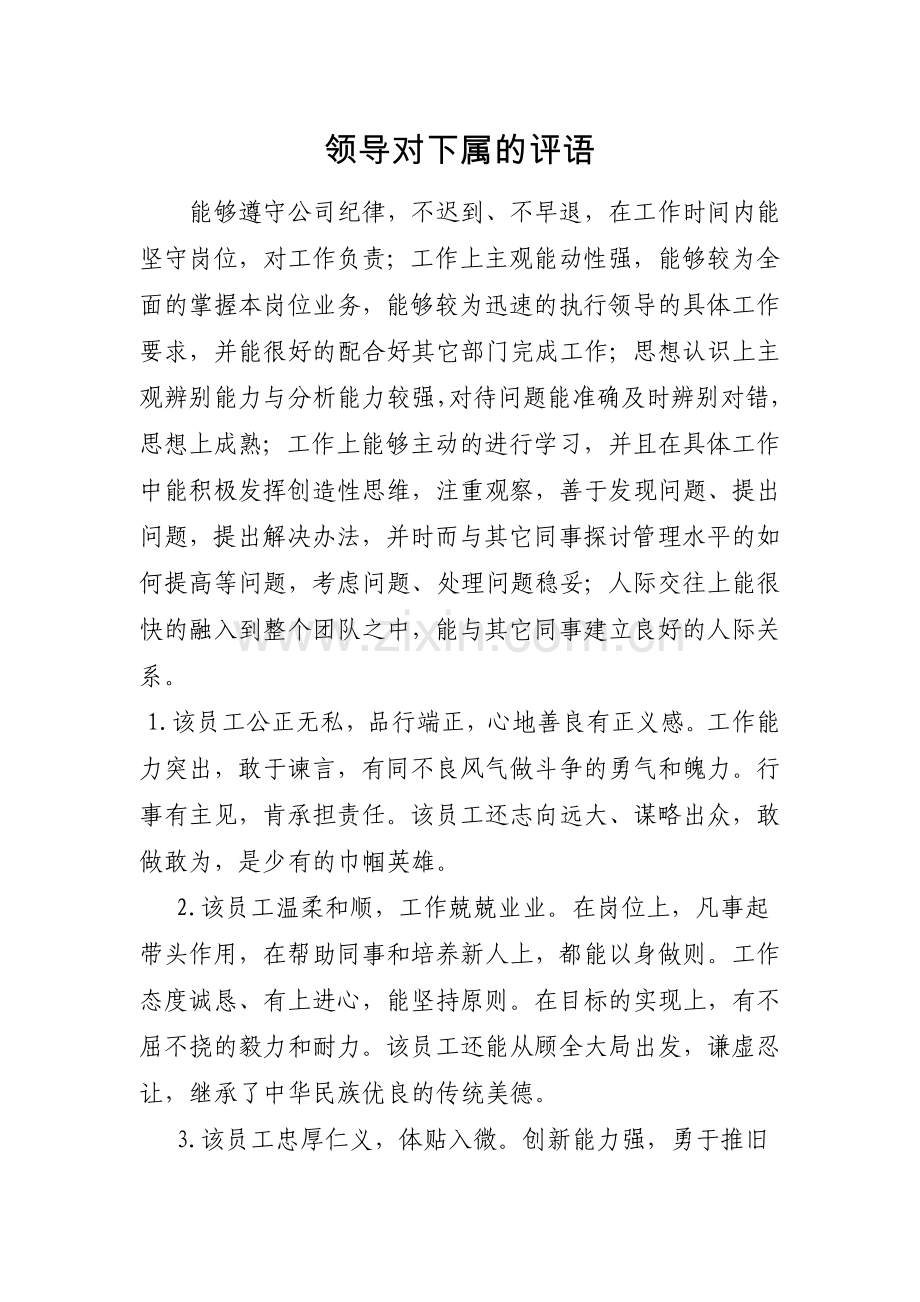 领导对下属的评语.doc_第1页