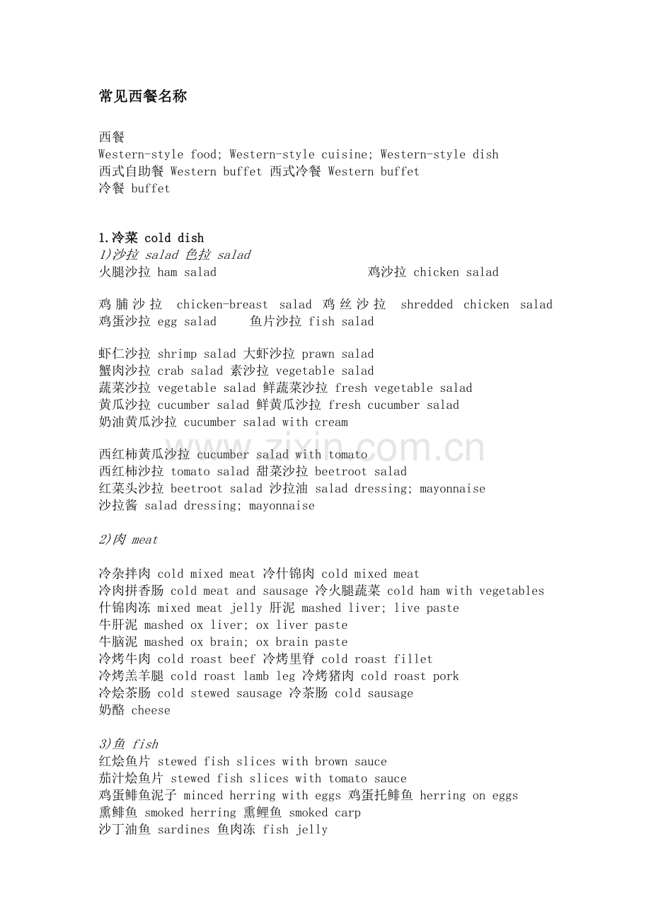 常见西餐名称.doc_第1页