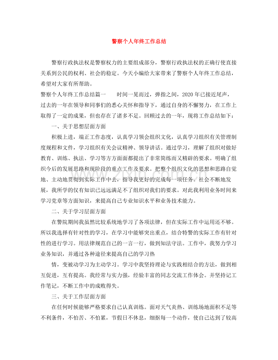 警察个人年终工作总结.docx_第1页