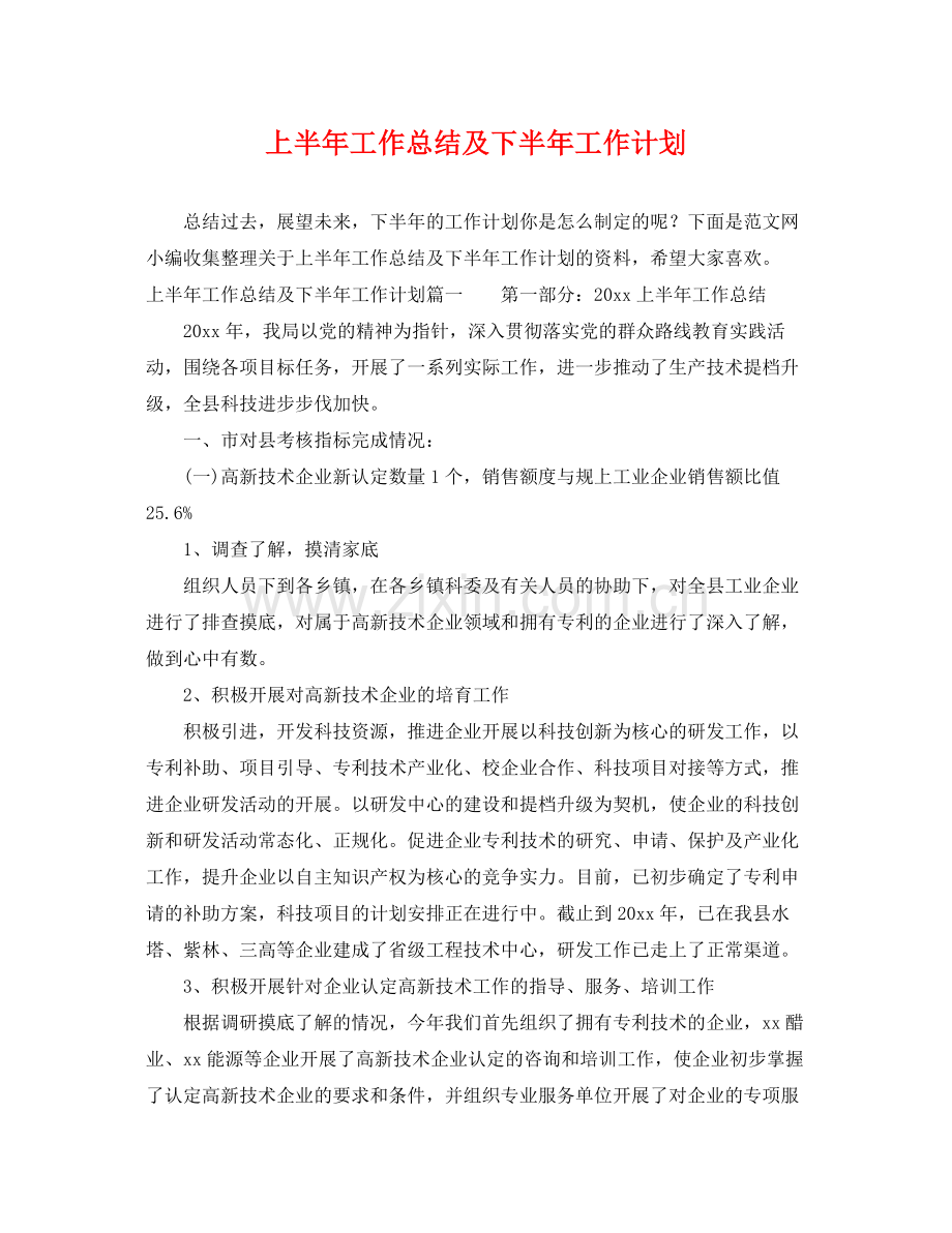上半2020年工作总结及下半年工作计划 .docx_第1页