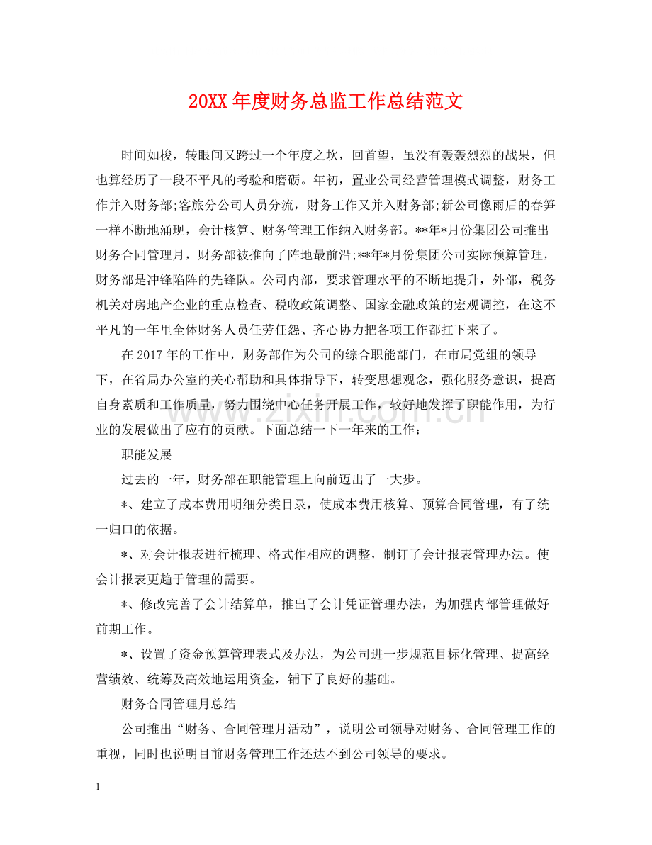 财务总监工作总结范文.docx_第1页