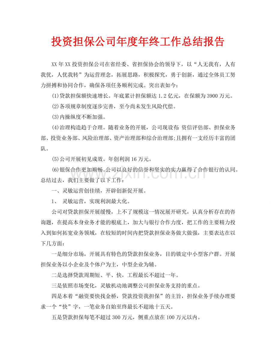 投资担保公司年度年终工作总结报告.doc_第1页