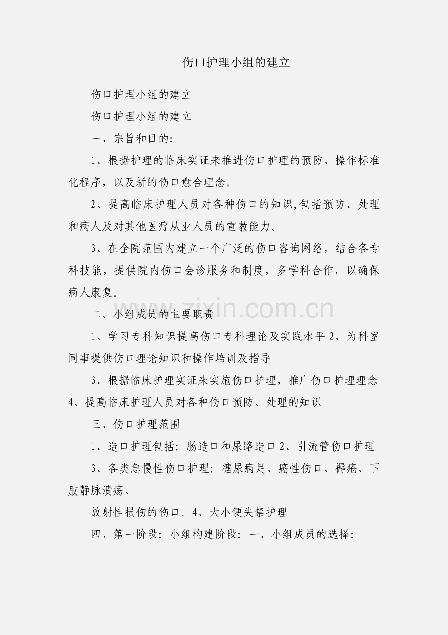 伤口护理小组的建立.docx_第1页