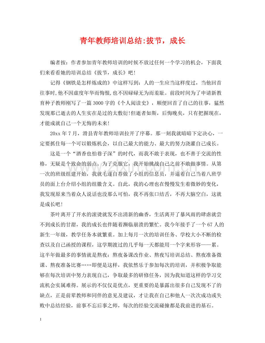 青年教师培训总结拔节成长.docx_第1页