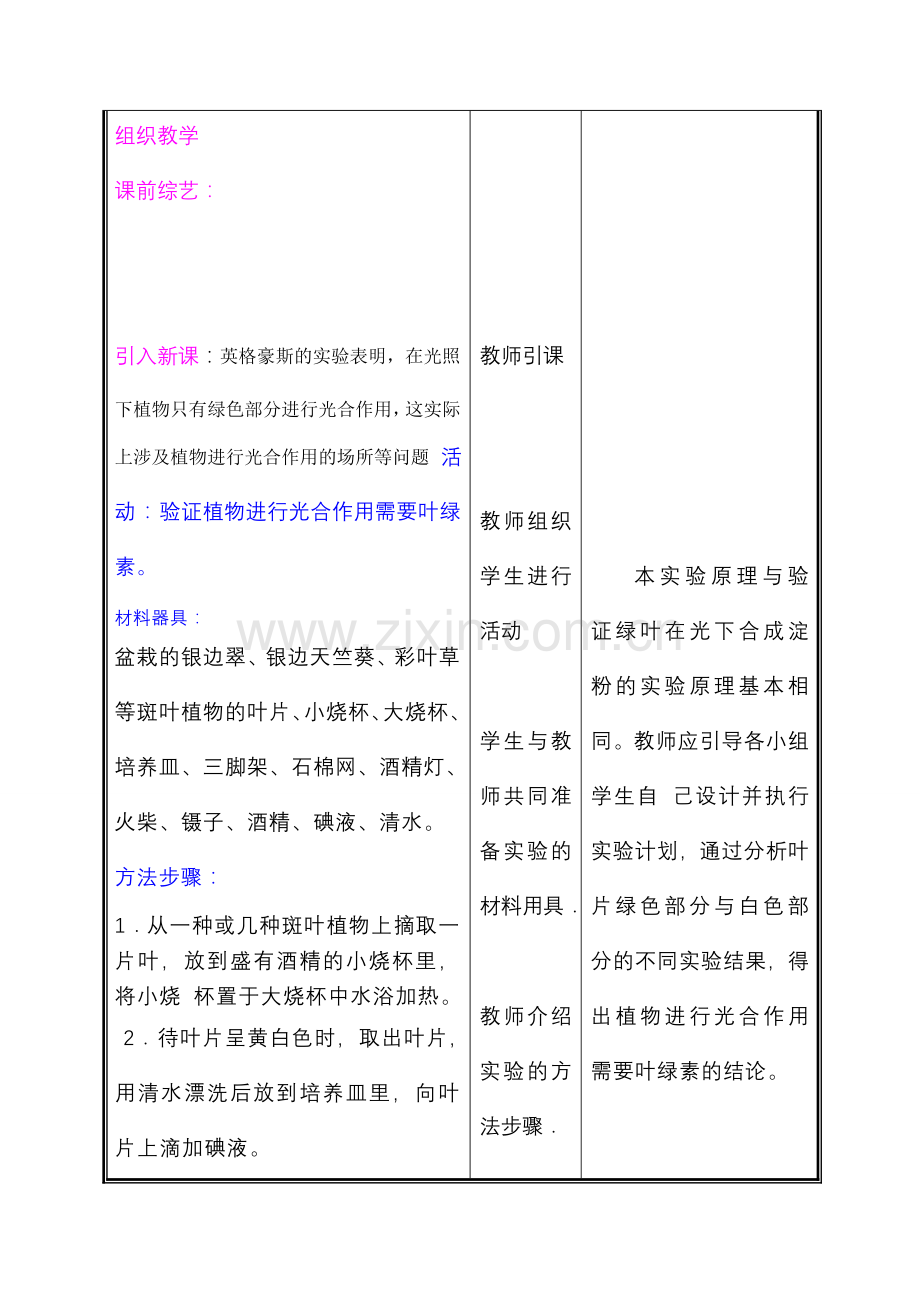 七年级生物上册 第五章第一节光合作用（四）教案 北师大版.doc_第2页