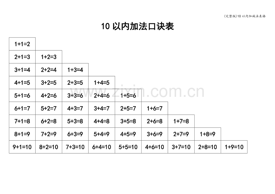10以内加减法表格.doc_第1页
