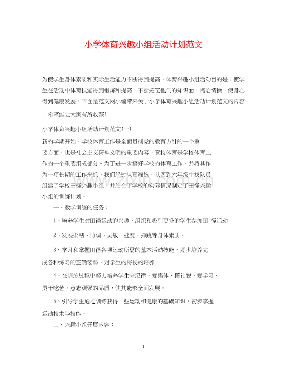小学体育兴趣小组活动计划范文.docx_第1页