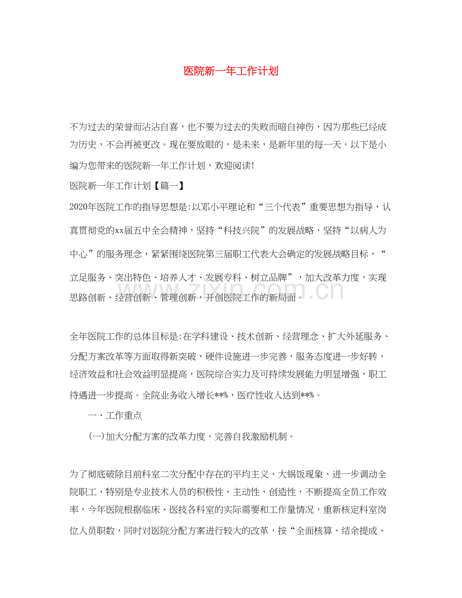 医院新一年工作计划.docx_第1页