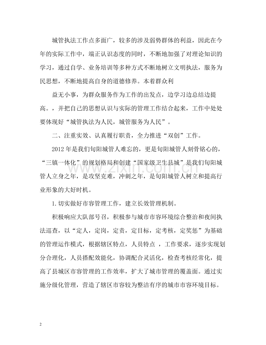 城管执法个人工作总结.docx_第2页