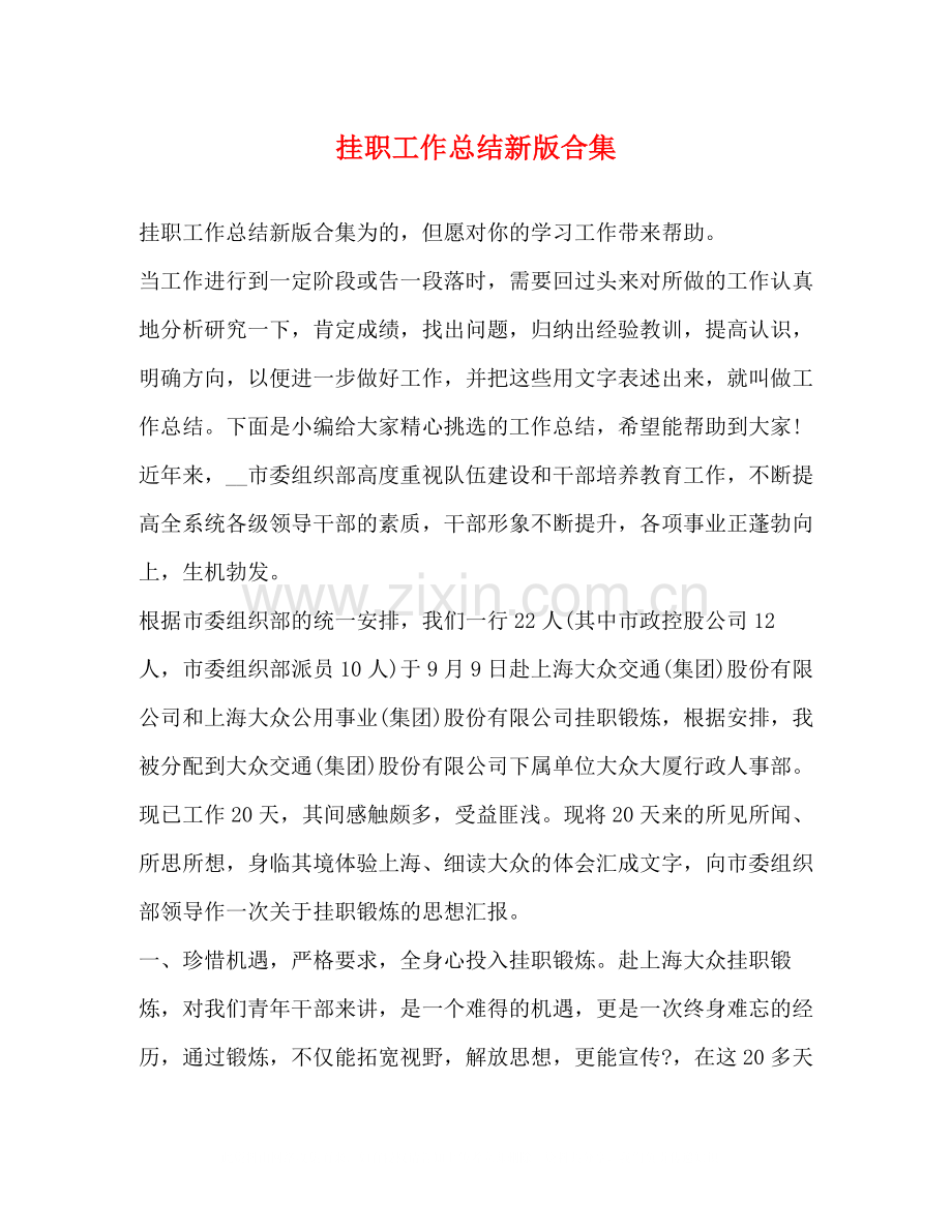 挂职工作总结新版合集.docx_第1页