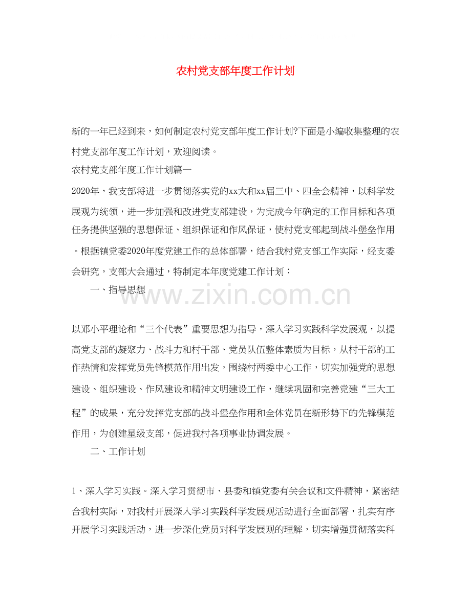 农村党支部年度工作计划2.docx_第1页