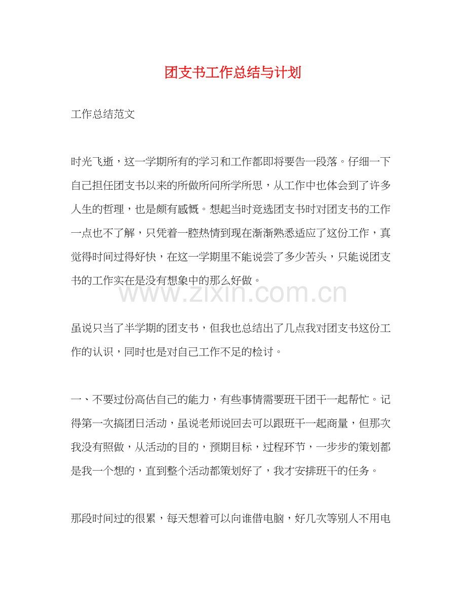 团支书工作总结与计划.docx_第1页