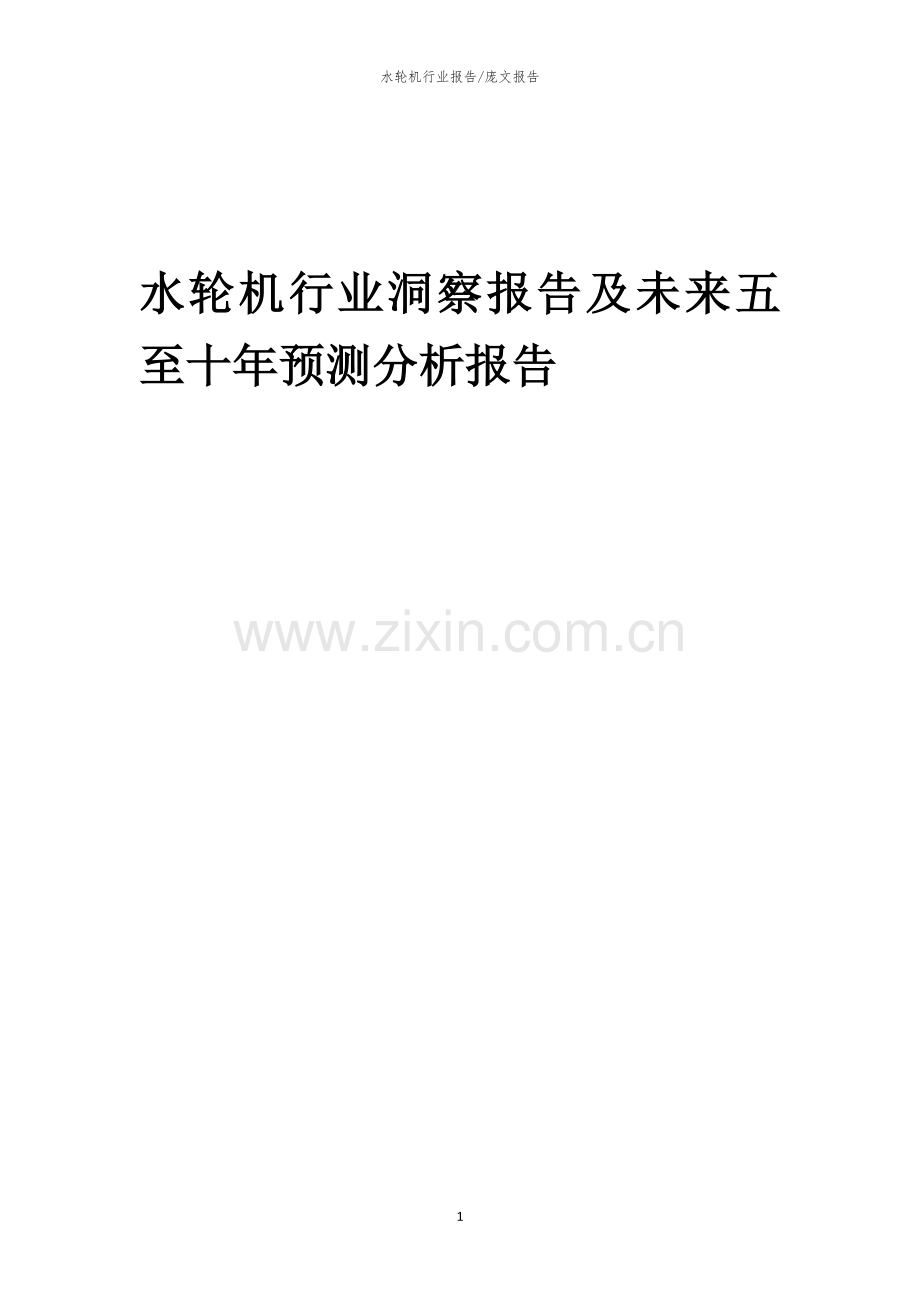 2023年水轮机行业洞察报告及未来五至十年预测分析报告.docx_第1页