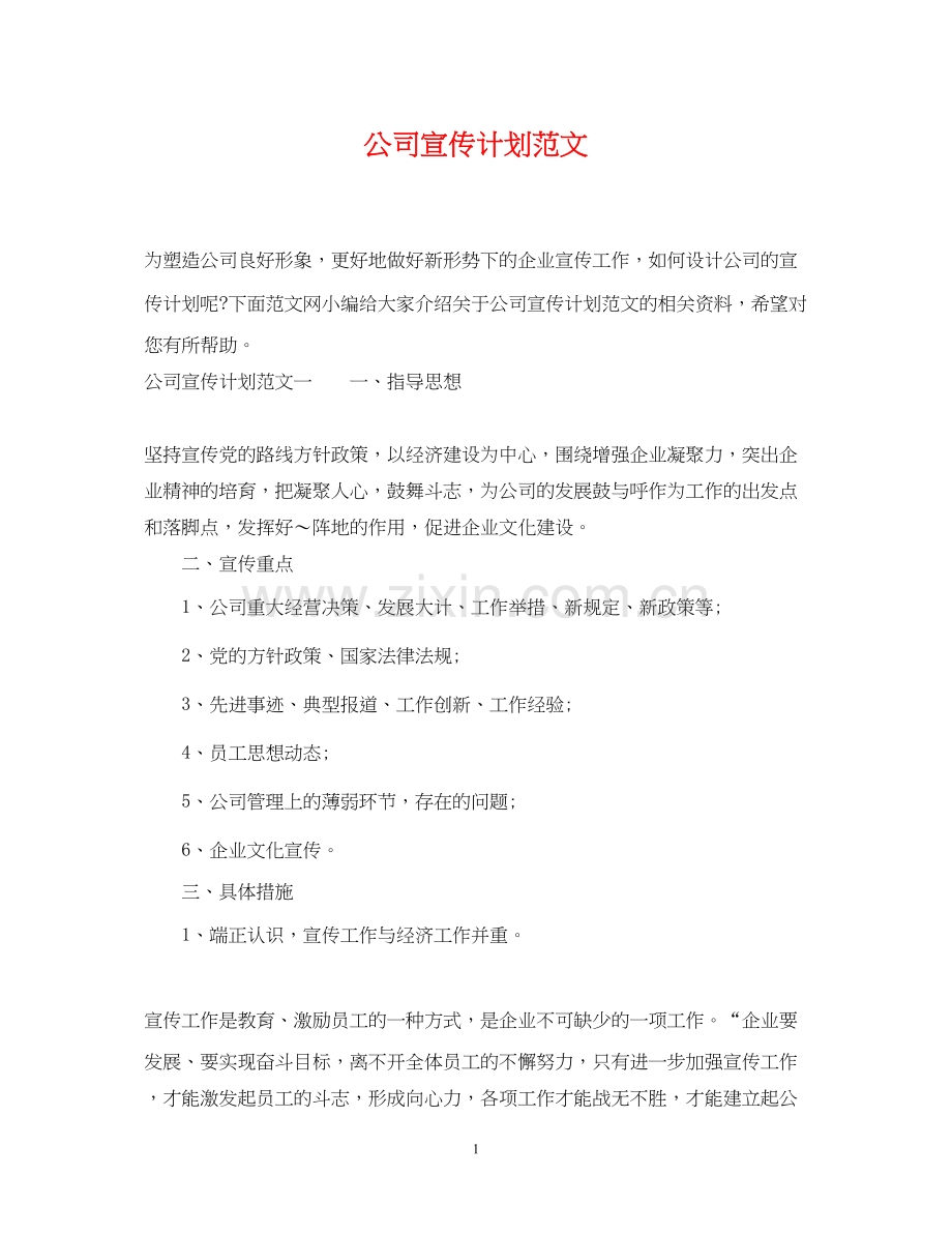 公司宣传计划范文.docx_第1页