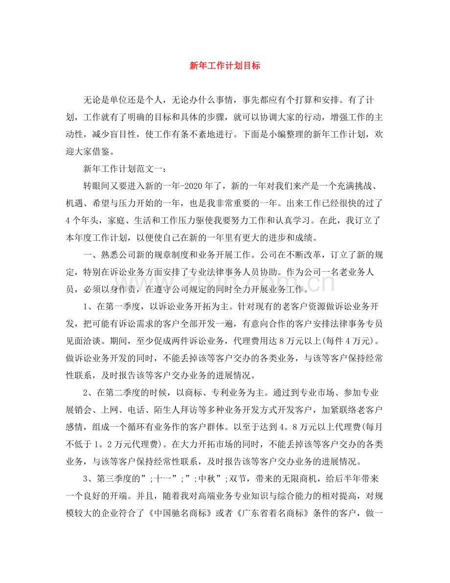 新年工作计划目标 .docx_第1页