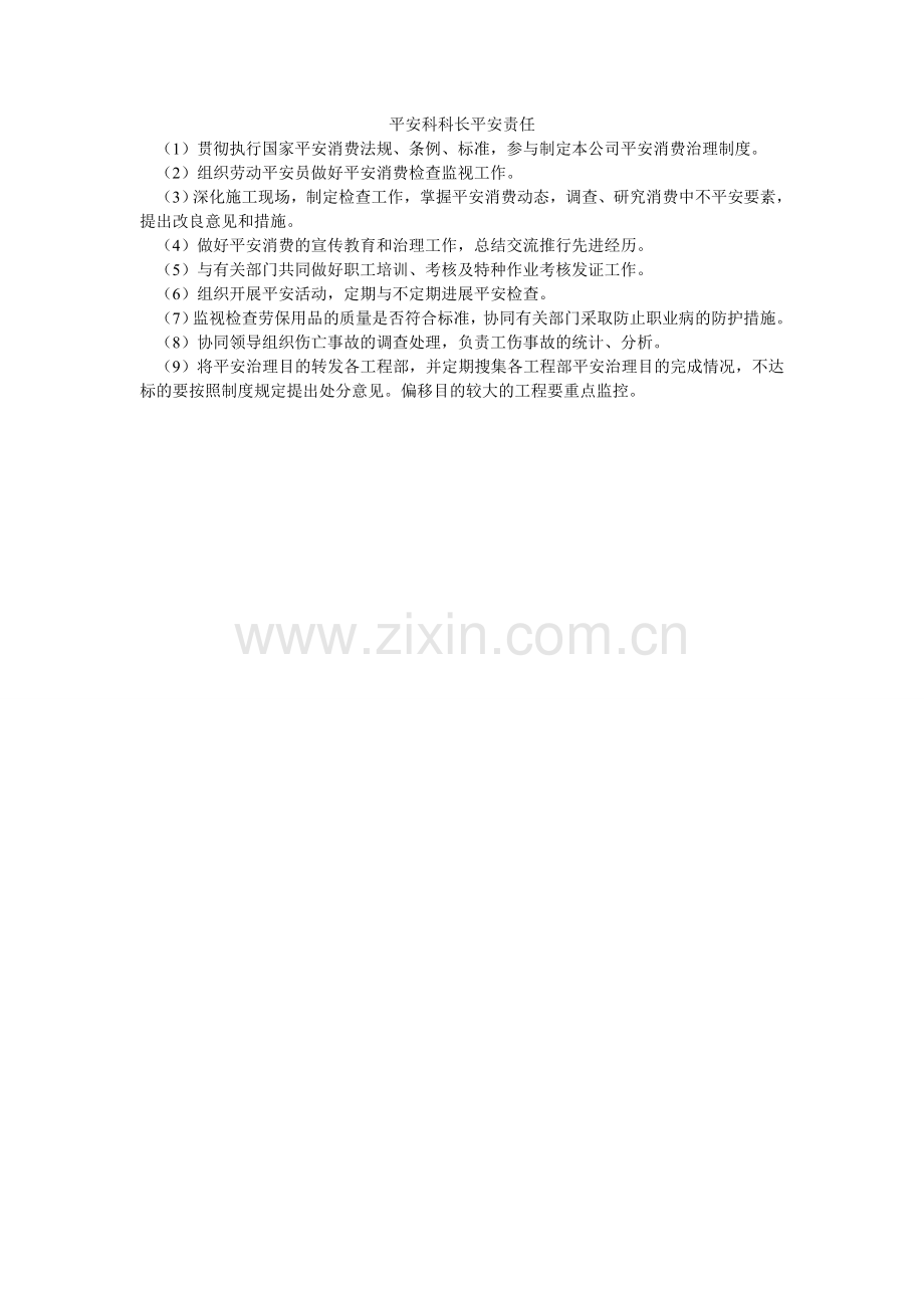 安全科科长安全责任.doc_第1页