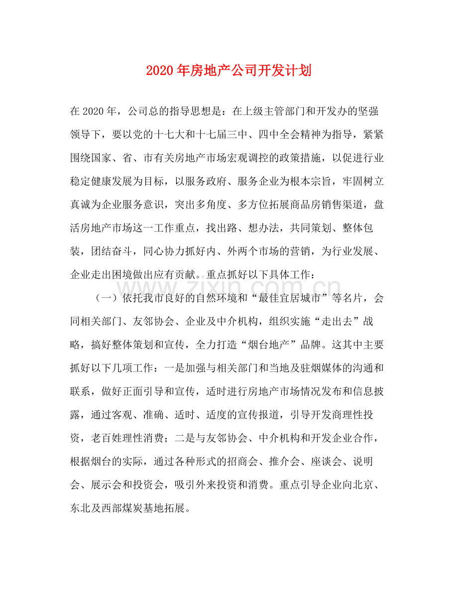 2020年房地产公司开发计划.docx_第1页