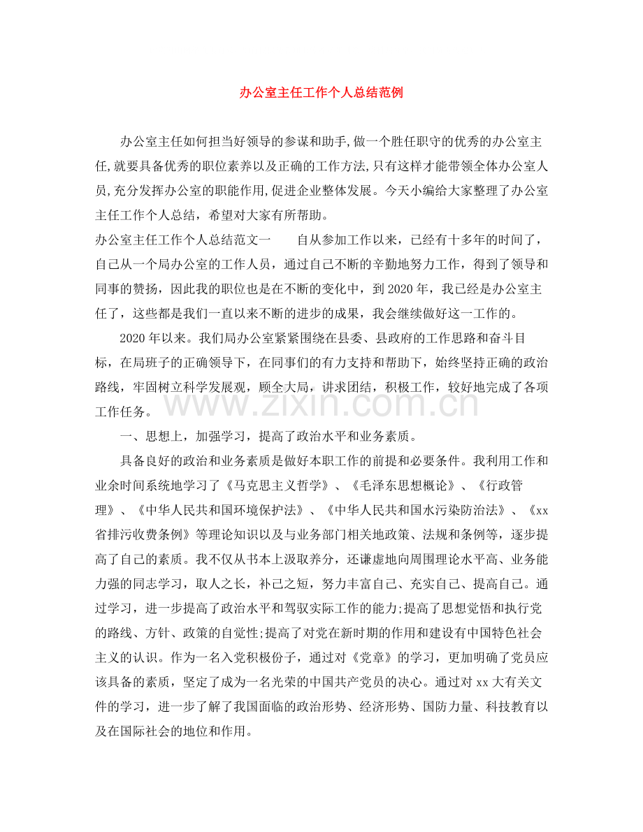 办公室主任工作个人总结范例.docx_第1页