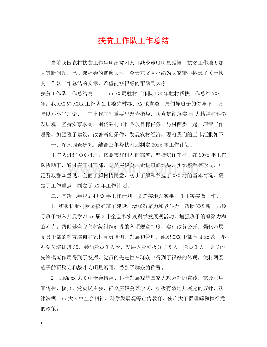 扶贫工作队工作总结.docx_第1页