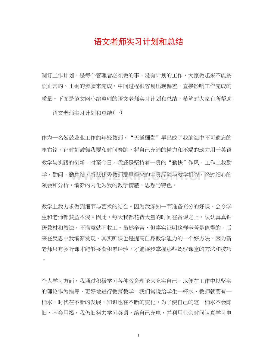 语文老师实习计划和总结.docx_第1页