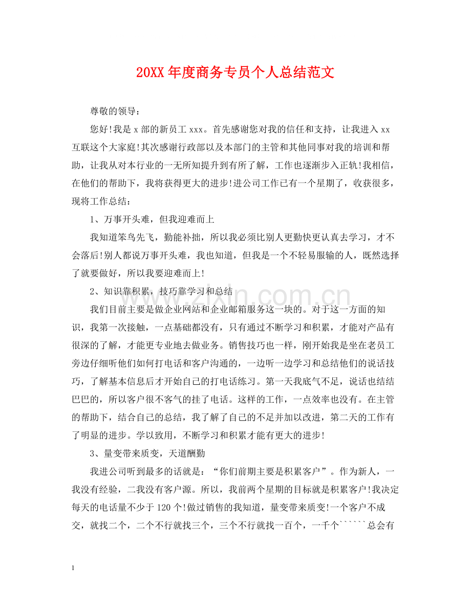 商务专员个人总结范文.docx_第1页
