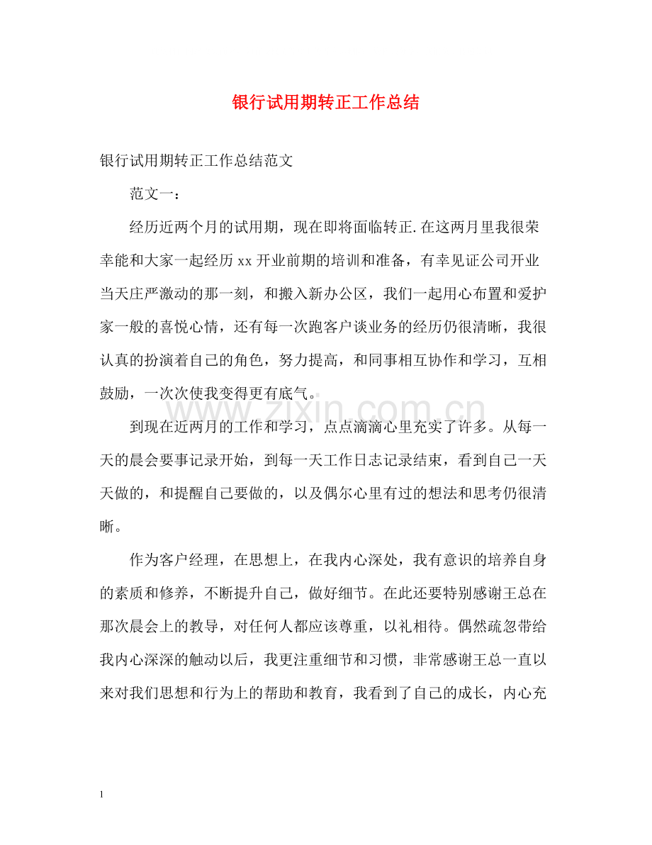 银行试用期转正工作总结.docx_第1页